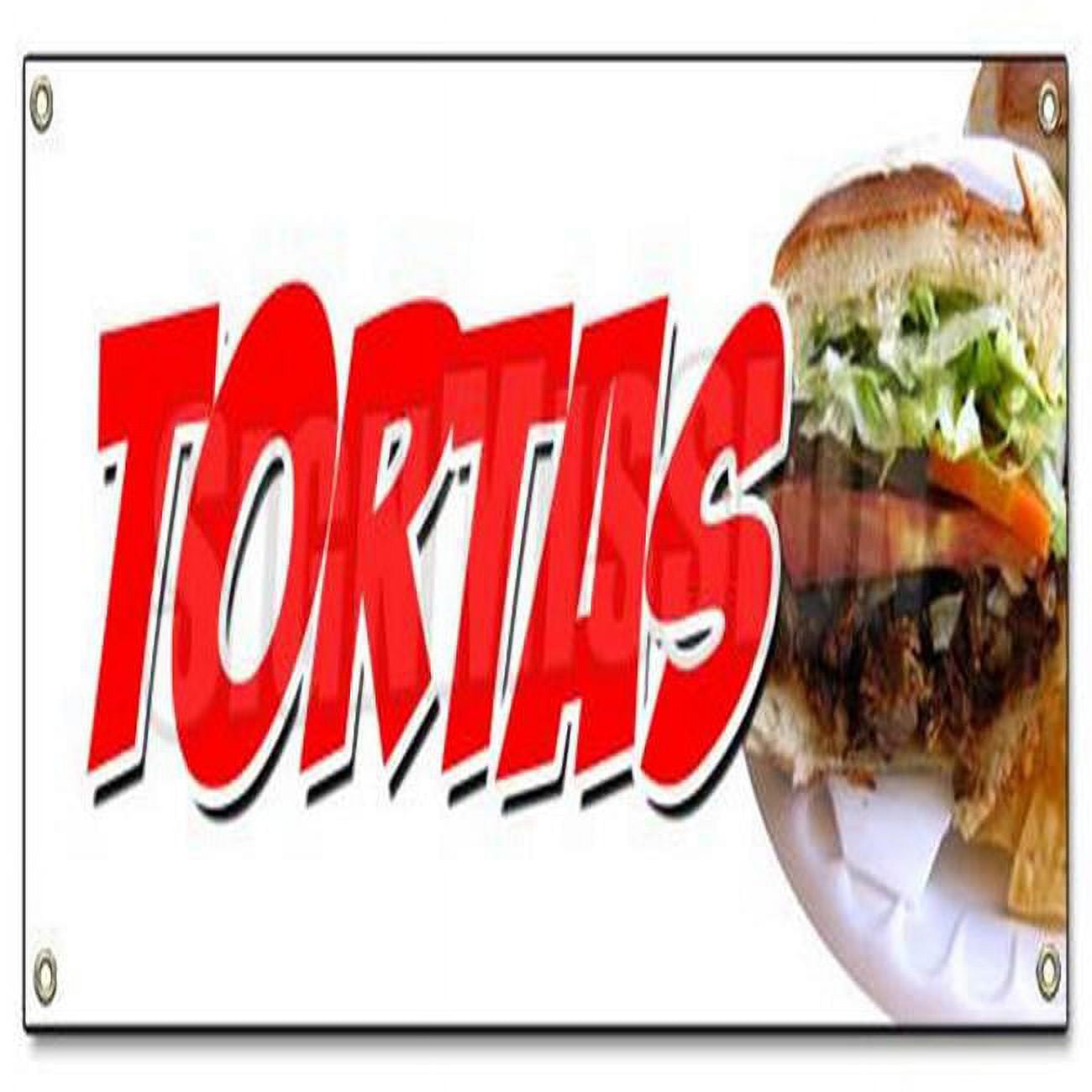 SignMission 18 x 48 in. Banner Sign Tortas Flatbread Sweet Cake