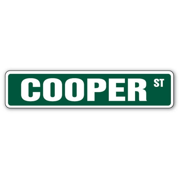 COOPER Aluminum Street Sign Childrens Name Room Metal Sign | Indoor/Outdoor | 24" Wide