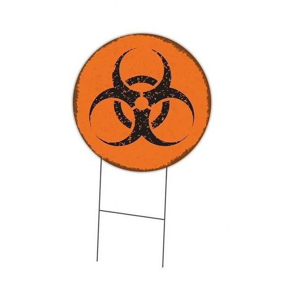 SignMission Corrugated Plastic Sign With Double Sided Image 24" Circular - Biohazard | Coroplast Yard Sign With Stake | Made in the USA