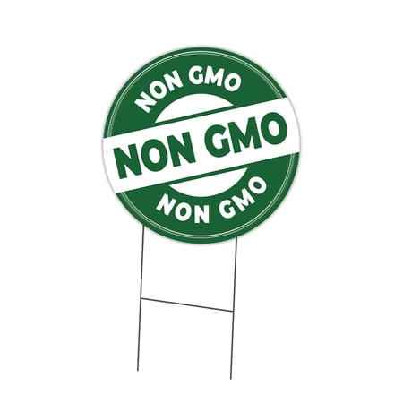 SignMission Corrugated Plastic Sign With Double Sided Image 24" Circular - Farmer's Market Non Gmo | Coroplast Yard Sign With Stake | Made in the USA