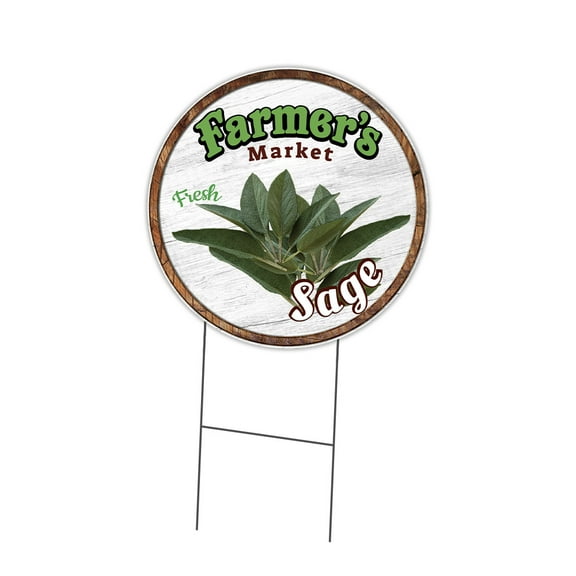 SignMission C-24-CIR-DS-WS- Sage 24 in. Double Sided Corrugated Circular Plastic Sign - Farmers Market Sage