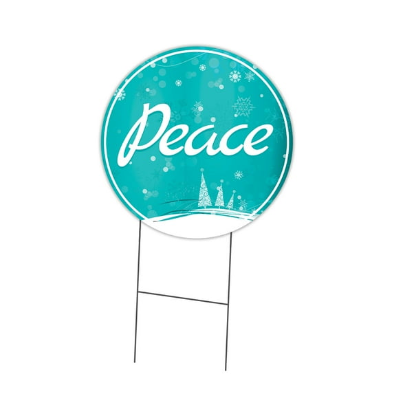 SignMission Corrugated Plastic Sign With Double Sided Image 24" Circular - Peace | Coroplast Yard Sign With Stake | Made in the USA