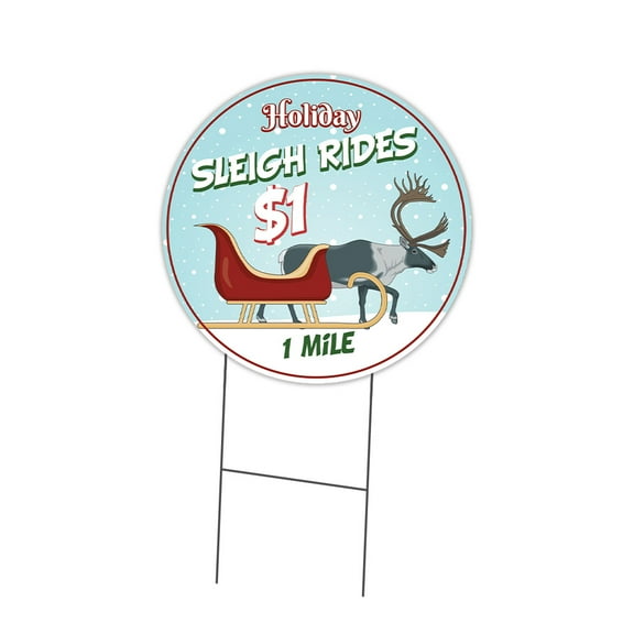 SignMission C-24-CIR-DS-WS- Sleigh Rides 24 in. Double Sided Corrugated Circular Plastic Sign - Sleigh Rides