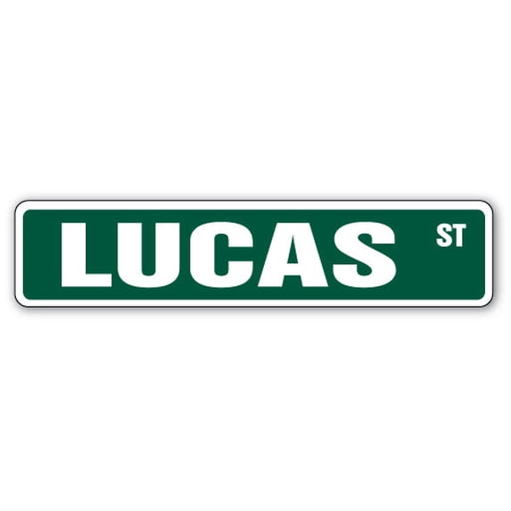 LUCAS Aluminum Street Sign Childrens Name Room Metal Sign | Indoor/Outdoor | 24" Wide