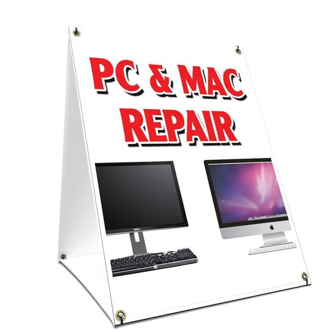A-frame Sidewalk Pc & Mac Repair Sign With Graphics On Each Side | 24 ...