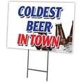 thumbnail image 1 of Coldest Beer In Town 24" x 36" Yard Sign & Stake | Advertise Your Business | Stake Included Double Sided Image | Made in The USA, 1 of 3