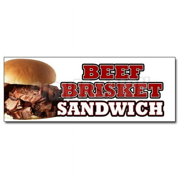 SignMission 36 in. Beef Brisket Sandwich Decal Sticker - Slow Cooked Bar B Que Texas Smoked
