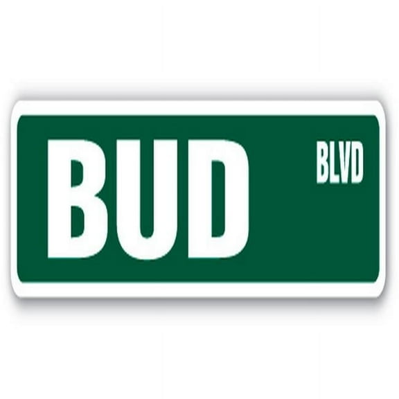 SignMission SS-836-BUD 36 in. Bud Street Sign - Beer Lover Drinker Green Weed