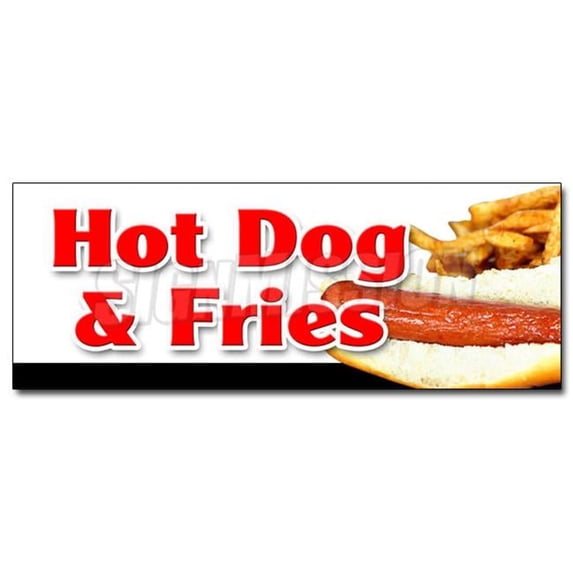 36" HOT DOG & FRIES COMBO DECAL sticker all beef french franks meal deal