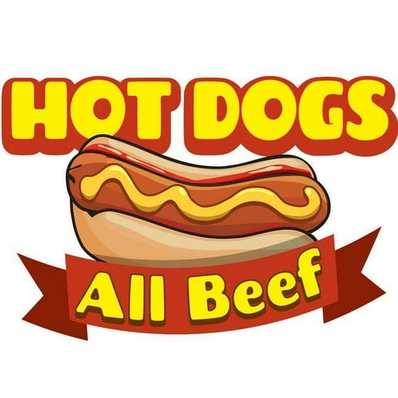 SignMission 36 in. Hot Dogs Concession Decal Sign - Cart Trailer Stand Sticker Equipment