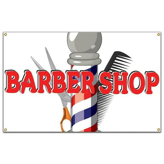 SignMission B-60 Barber Shop 36 x 60 in. Barber Shop Heavy Duty 13 oz Vinyl Banner with Grommets Single Sided