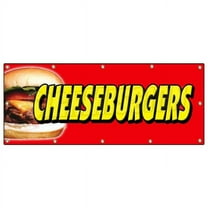 SignMission B-96 Cheeseburgers 36 x 96 in. Cheeseburgers Banner Sign - Hamburger Burger Cheese Char Broiled