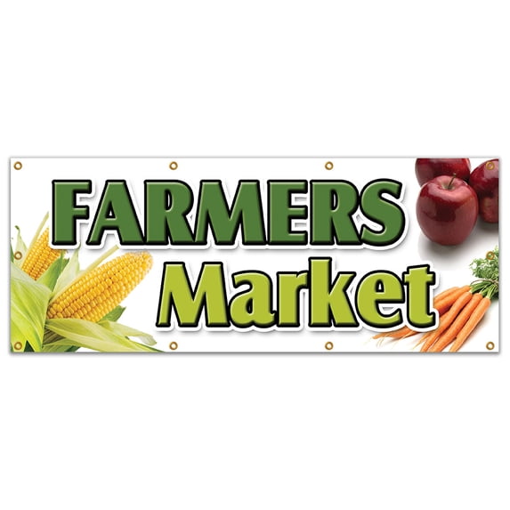 SignMission B-96 Farmers Market 36 x 96 in. Farmers Market Banner Sign - Produce Fruit Vegetables Fresh Tomatoes