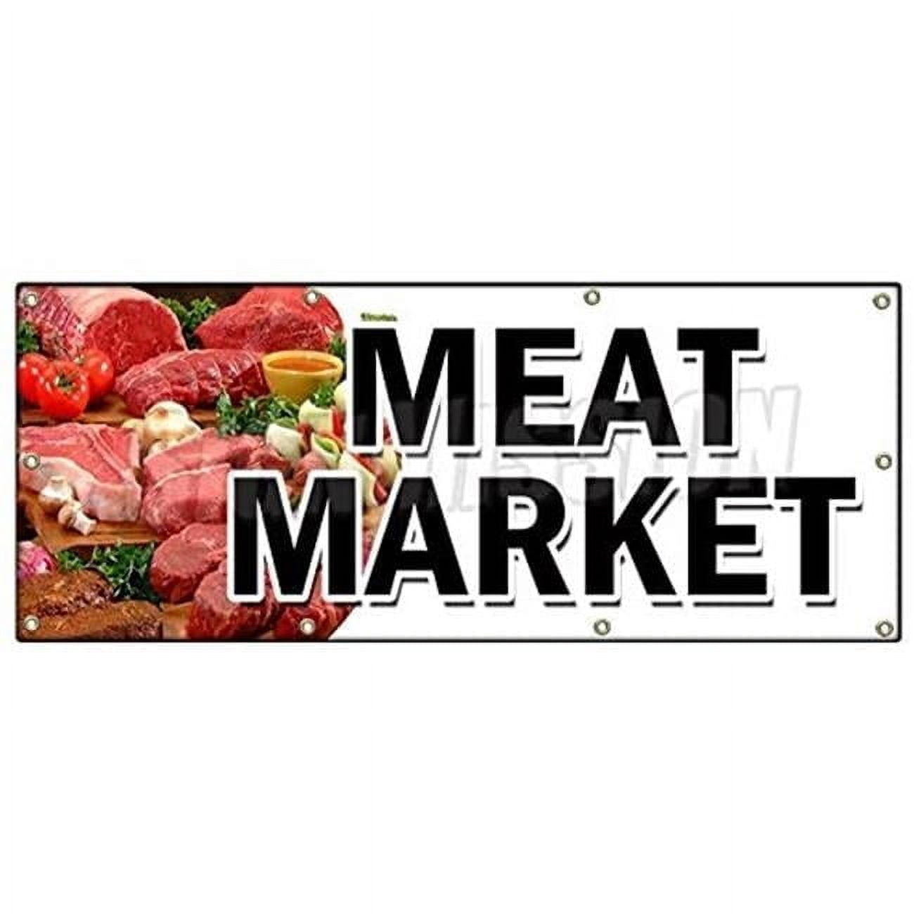 Mixed Meat Sign SignMission 36 x 96 in. Meat Market Banner Sign - Butcher Gourmet Usda ...