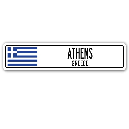 ATHENS GREECE Street Sign Greek Grecian flag city country road wall gift