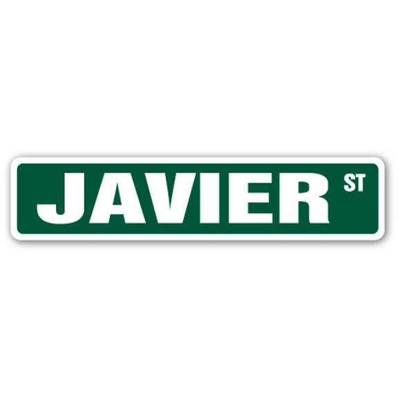 JAVIER Street Sign Childrens Name Room Sign | Indoor/Outdoor | 18" Wide