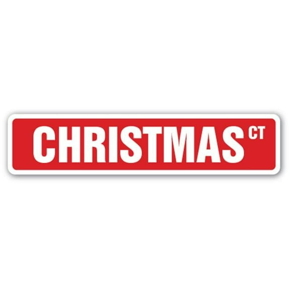 SignMission  4 x 18 in. Christmas Street Sign - Santa Claus Reeindeer Sleigh Jesus