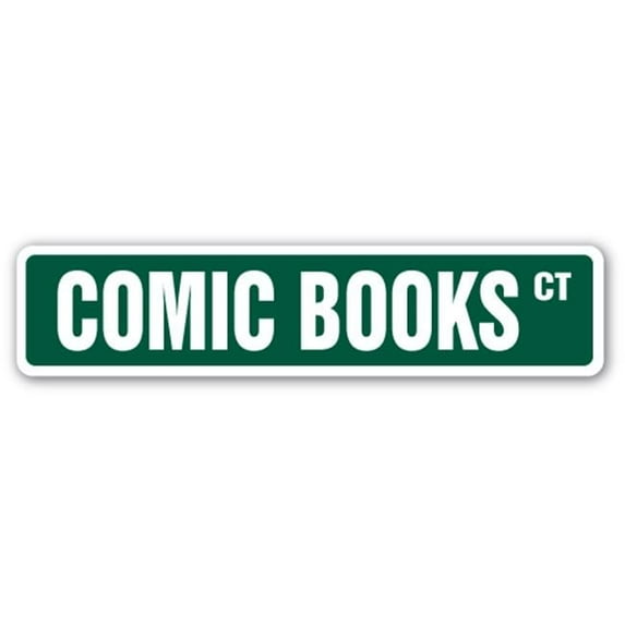 SignMission SS-COMIC BOOKS 4 x 18 in. Comic Books Street Sign - Funny Book Paper Sketches Comic