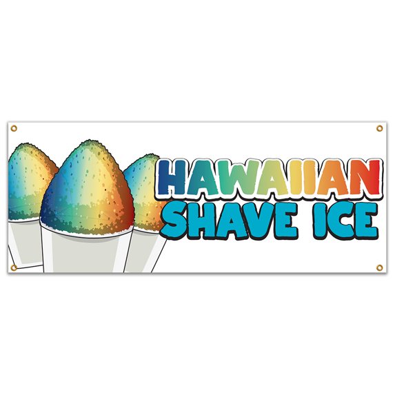 SignMission B-Hawaiian Shave Ice19 48 in. Hawaiian Shave Ice Banner with Concession Stand Food Truck Single Sided