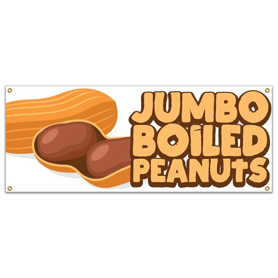 Jumbo Boiled Peanuts 48" Banner Concession Stand Food Truck Single Sided