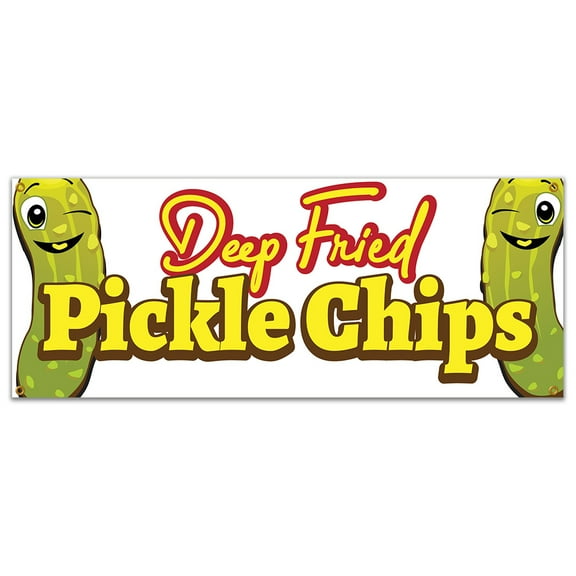 Pickle Chips 2 48" Banner Concession Stand Food Truck Single Sided