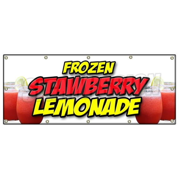 48"x120" FROZEN STRAWBERRY LEMONADE BANNER SIGN cold refreshing slushie drink