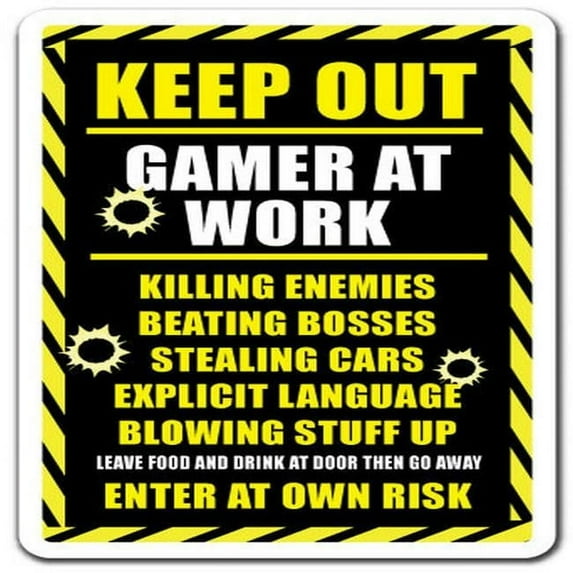 SignMission 5 in. Keep Out Gamer At Work Decal - Xbox PS3 PS4 Playstation Warning
