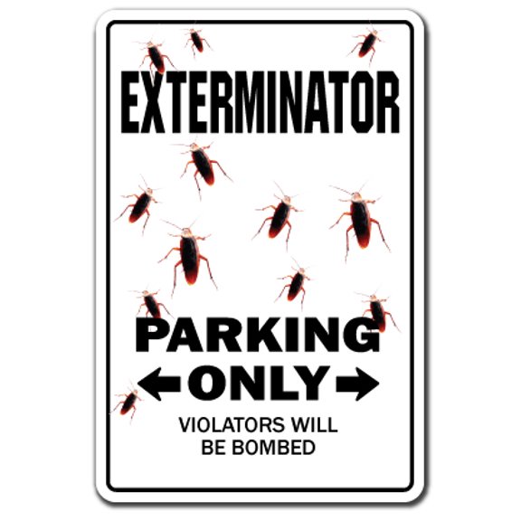 SignMission 5 x 7 in. Exterminator Decal - Parking Bugs Pest Control Bug Guy Insects Termites