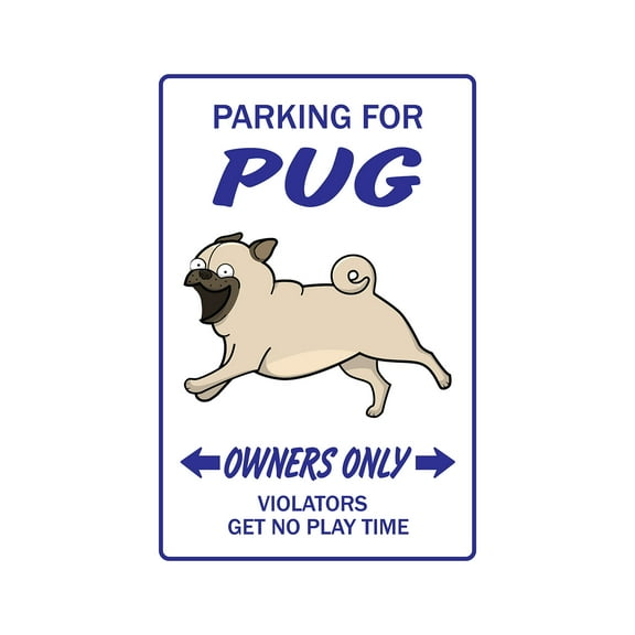 SignMission 5 x 7 in. Pug Dog Pet Parking Road Decals - Toy Puppy Kennel Vet Breeder