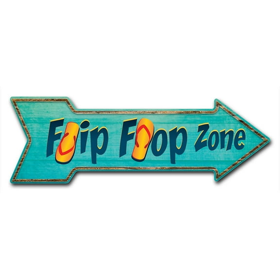 SignMission 6 x 18 in. Indoor & Outdoor Decor Direction Sticker Vinyl Wall Decals - Flipflop Zone - 24 in.