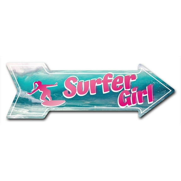 SignMission 6 x 18 in. Indoor & Outdoor Decor Direction Sticker Vinyl Wall Decals - Surfer Girl - 24 in.