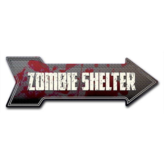 SignMission 6 x 18 in. Indoor & Outdoor Decor Direction Sticker Vinyl Wall Decals - Zombie Shelter - 24 in.