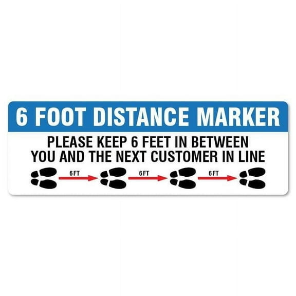 SignMission 6 x 18 in. Non-Slip Floor Graphic Coronavirus Vinyl Decal - Keep 6 ft. Between You & the Next Customer Rectangle - Pack of 12