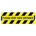 thumbnail image 1 of SignMission 6 x 18 in. Non-Slip Floor Graphic Coronavirus Vinyl Decal - Please Keep Safe Distance Rectangle - Pack of 3, 1 of 1