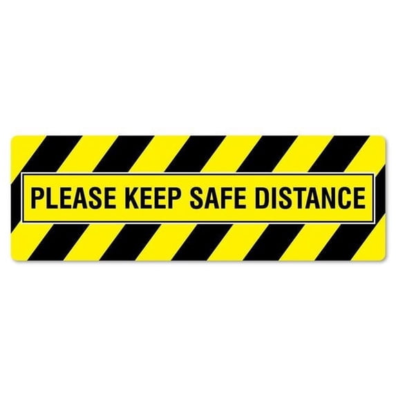 SignMission 6 x 18 in. Non-Slip Floor Graphic Coronavirus Vinyl Decal - Please Keep Safe Distance Rectangle - Pack of 3