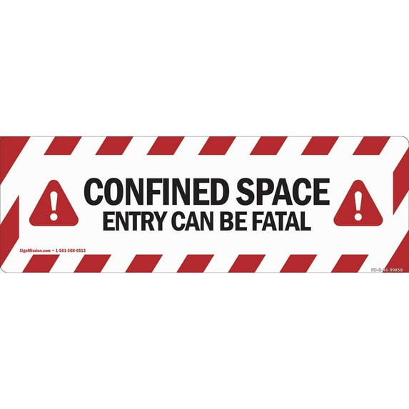 Confined Space Entry Fatal Non-Slip Floor Marker | 6" X 18" Vinyl Decal | Protect Your Business, Work Place & Customers | Made in The USA