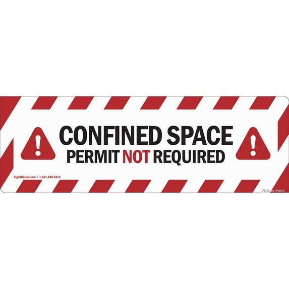 SignMission 6 x 18 in. Non-Slip Vinyl Floor Decal - Confined Space Permit Not Required - Pack of 3