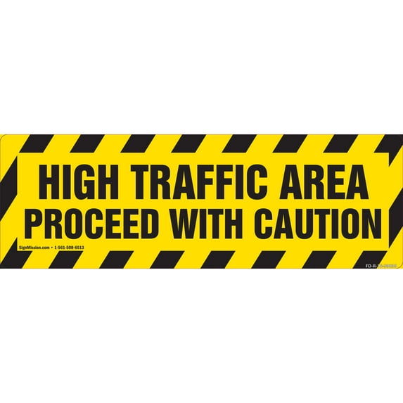 High Traffic Area Non-Slip Floor Marker | 3 Pack of 6" X 18" Vinyl Decal | Protect Your Business, Work Place & Customers | Made in The USA