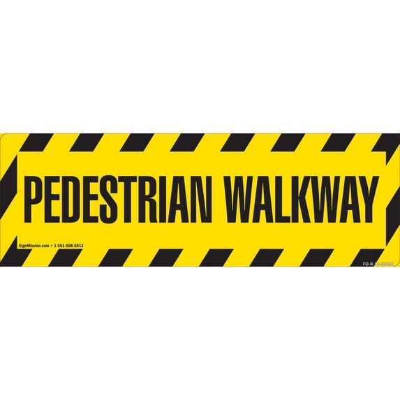 Pedestrian Walkway Non-Slip Floor Marker | 6 Pack of 6" X 18" Vinyl Decal | Protect Your Business, Work Place & Customers | Made in The USA