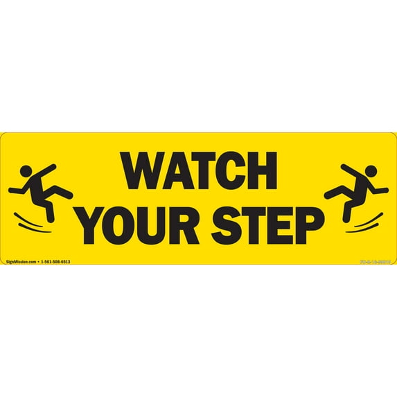 Watch Your Step Non-Slip Floor Marker | 3 Pack of 6" X 18" Vinyl Decal | Protect Your Business, Work Place & Customers | Made in The USA