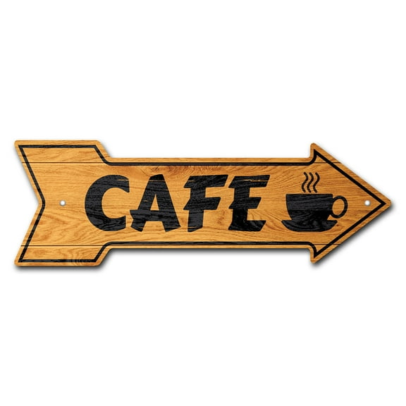 Cafe Arrow Sign | Indoor/Outdoor | Direction Arrow Sign Funny Home Décor for Garages, Living Rooms, Bedroom, Offices | SignMission personalized gift | 18" Wide