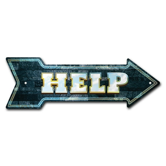 Help Arrow Sign | Indoor/Outdoor | Direction Arrow Sign Funny Home Décor for Garages, Living Rooms, Bedroom, Offices | SignMission personalized gift | 18" Wide