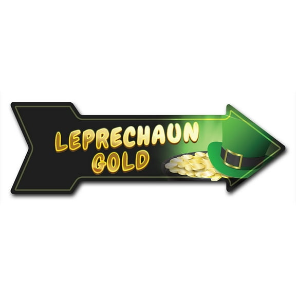 SignMission P-ARROW-999777 6 x 18 in. Wide Leprechaun Gold Arrow Sign