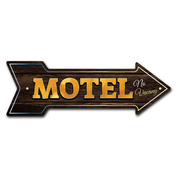 SignMission P-ARROW-999733 6 x 18 in. Wide Motel No Vacany Arrow Sign