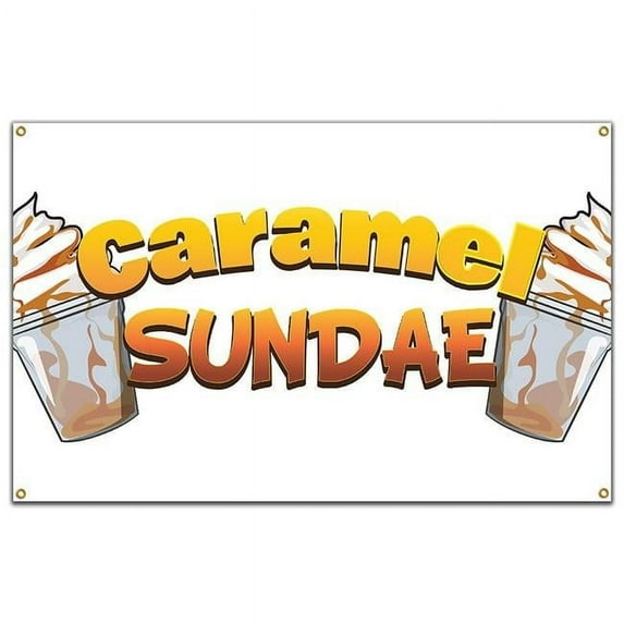 SignMission B-60 Caramel Sundae19 60 in. Caramel Sundae Banner with Concession Stand Food Truck Single Sided
