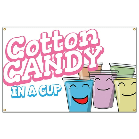 SignMission B-60 Cotton Candy In A Cup19 60 in. Concession Stand Food Truck Single Sided Banner - Cotton Candy in a Cup