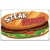 SignMission B-60 Steak Sandwich19 60 in. Concession Stand Food Truck Single Sided Banner - Steak Sandwich