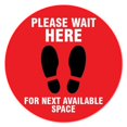 thumbnail image 1 of SignMission 7 in. Coronavirus Vinyl Decal - Please Wait Here Red - Pack of 6, 1 of 1