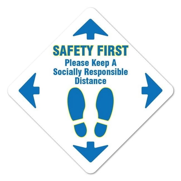 Coronavirus Safety First Social Distancing Non-Slip Floor Graphic | 7" Vinyl Decal | Protect Your Business, Work Place & Customers |  Made in The USA