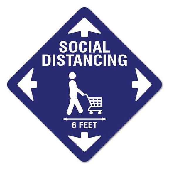 SignMission 7 in. Non-Slip Floor Graphic Coronavirus Vinyl Decal - Social Distancing Cart - Pack of 12